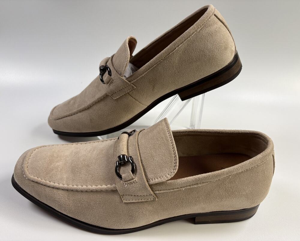 Enzo Romeo Men’s Slip-On Suede Loafers Moccasins Metal Bit Formal Shoes Size 7.5